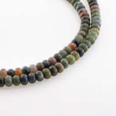 Indian Agate, Natural, B Grade, Abacus Rondelle Bead, Green, 37-39 cm/strand, 6x4 mm