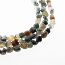 Indian Agate, Natural, B Grade, Nugget Bead, Green, 37-39 cm/strand, about 6x8-8x10, 16x18-20x28 mm