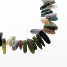 Indian Agate, Natural, B Grade, Hawaiian Chip Bead, Green, 37-39 cm/strand, about 4x13-7x22 mm