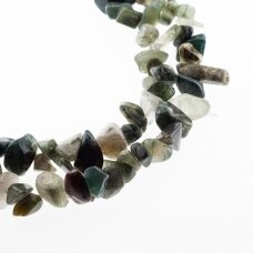 Indian Agate, Natural, B Grade, Chip Bead, Green, 80-83 cm/strand, about 5-8 mm