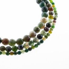 Indian Agate, Natural, B Grade, Faceted Round Bead, Green, 37-39 cm/strand, 4, 6, 8, 10, 12 mm