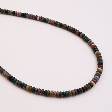 Indijos agatas, natūralus, B kokybė, abacus rondelės forma, žalia spalva, 37-39 cm/gija, 6x4 mm Indijos agatas, natūralus, B kokybė, abacus rondelės forma, žalia spalva, 37-39 cm/gija, 6x4 mm