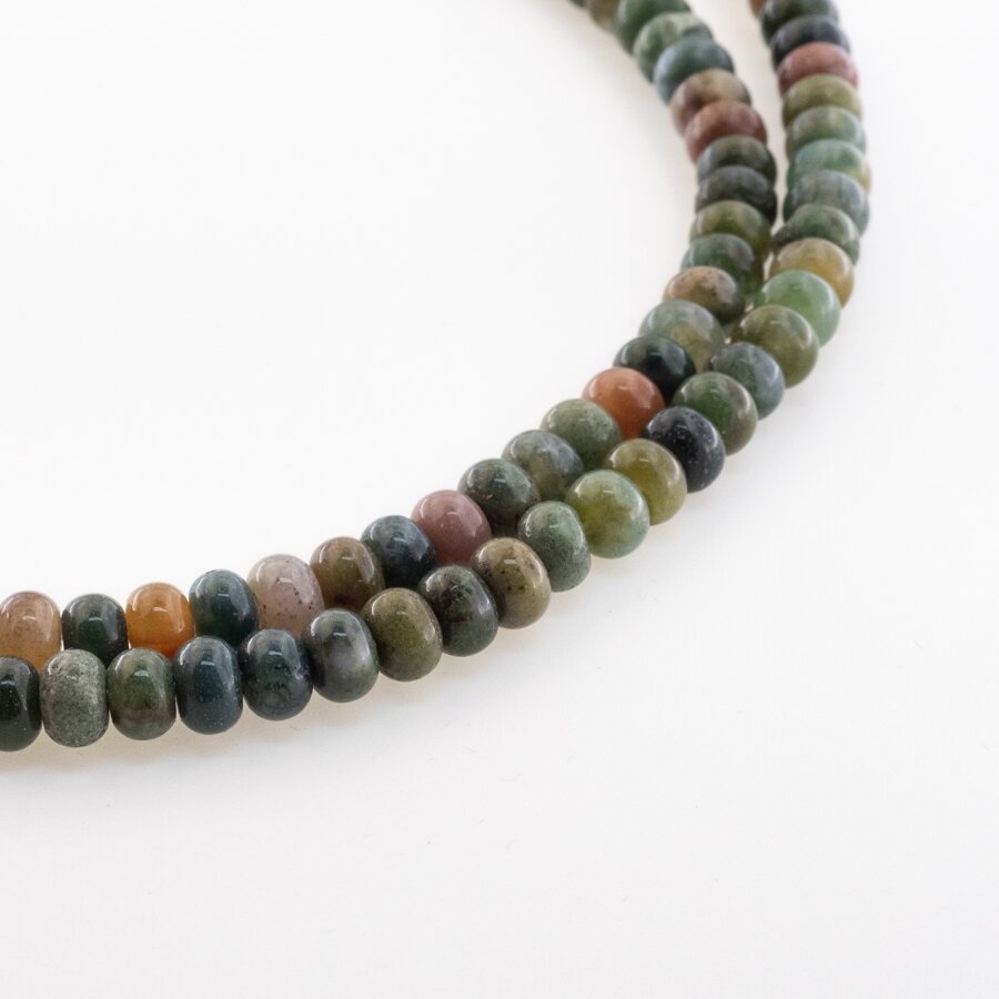 Indian Agate, Natural, B Grade, Abacus Rondelle Bead, Green, 37-39 cm/strand, 6x4 mm Indian Agate, Natural, B Grade, Abacus Rondelle Bead, Green, 37-39 cm/strand, 6x4 mm