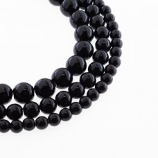 Juodas oniksas, imitacija, apvali forma, 37-39 cm/gija, 4, 6, 8, 10, 12, 14, 16, 18, 20 mm