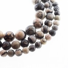 Black Silk Stone/Black Veined Stone (Onyx Marble), Natural, AB Grade, Round Bead, 37-39 cm/strand, 4, 6, 8, 10, 12 mm