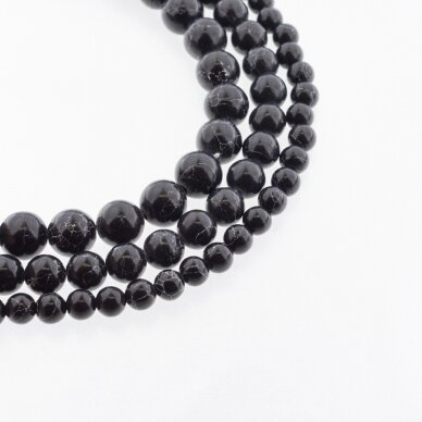 Black Marble, Natural, Round Bead, 37-39 cm/strand, 4, 6, 8, 10, 12 mm