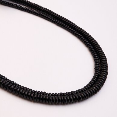 Juodas oniksas, natūralus, AB kokybė, abacus rondelės forma, 37-39 cm/gija, 2x6 mm Juodas oniksas, natūralus, AB kokybė, abacus rondelės forma, 37-39 cm/gija, 2x6 mm
