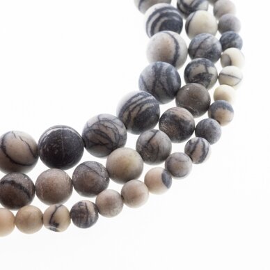 Black Silk Stone/Black Veined Stone (Onyx Marble), Natural, AB Grade, Matte Round Bead, 37-39 cm/strand, 4, 6, 8, 10, 12 mm