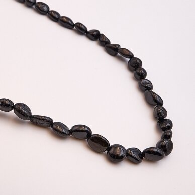 Black Tourmaline/Schorl, Natural, B Grade, Pebble Bead, 37-39 cm/strand, M size about 4x5-5x8 mm Black Tourmaline/Schorl, Natural, B Grade, Pebble Bead, 37-39 cm/strand, M size about 4x5-5x8 mm