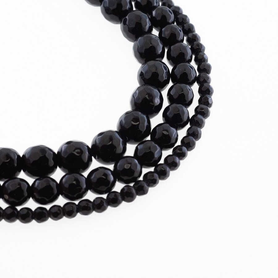 Black Onyx Imitation, Faceted Round Bead, 37-39 cm/strand, 4, 6, 8, 10, 12, 14, 16 mm Black Onyx Imitation, Faceted Round Bead, 37-39 cm/strand, 4, 6, 8, 10, 12, 14, 16 mm