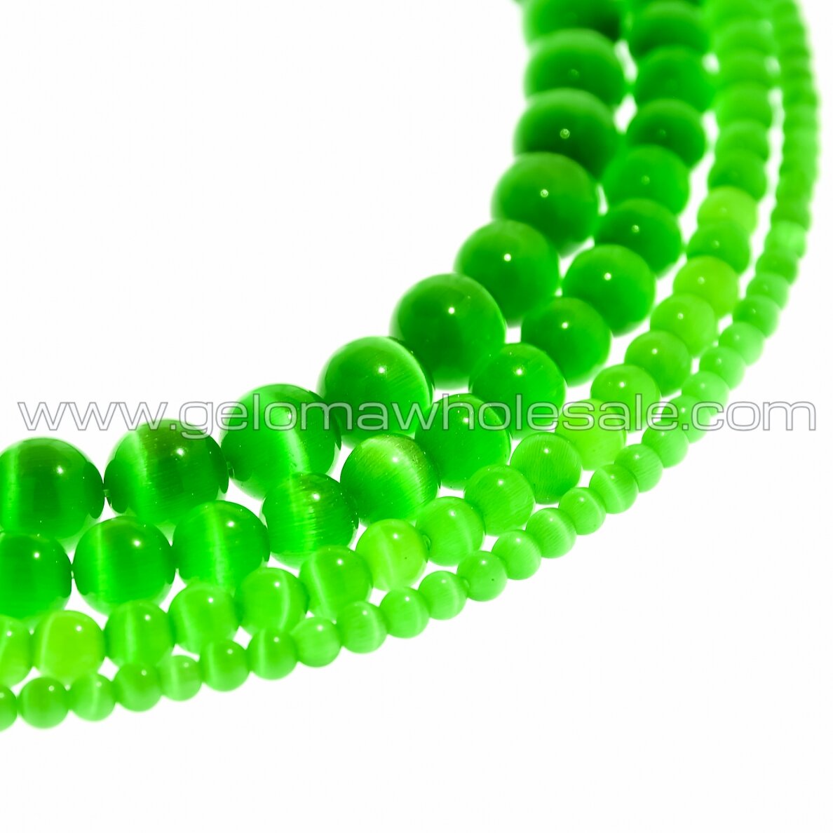 Cat's Eye Glass, Round Bead, #02 Green, 4, 6, 8, 10, 12 mm