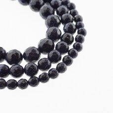 Blue Goldstone/Aventurine Glass, Synthetic, AB Grade, Faceted Round Bead, 37-39 cm/strand, 4, 6, 8, 10, 12, 14 mm