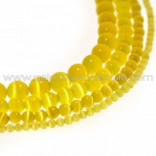 Cat's Eye Glass, Round Bead, #06 Light Yellow, 4, 6, 8, 10, 12 mm