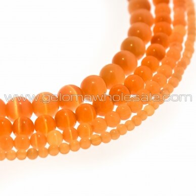 Cat's Eye Glass, Round Bead, #04 Orange, 4, 6, 8, 10, 12 mm