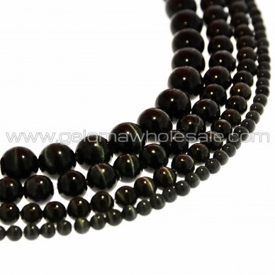Katės akis-stiklas, apvali forma, #10 juoda spalva, 4, 6, 8, 10, 12 mm Katės akis-stiklas, apvali forma, #10 juoda spalva, 4, 6, 8, 10, 12 mm