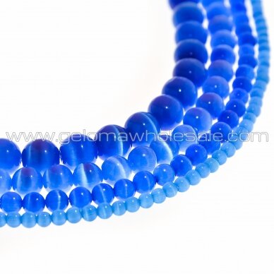 Katės akis-stiklas, apvali forma, #11 mėlyna spalva, 4, 6, 8, 10, 12 mm