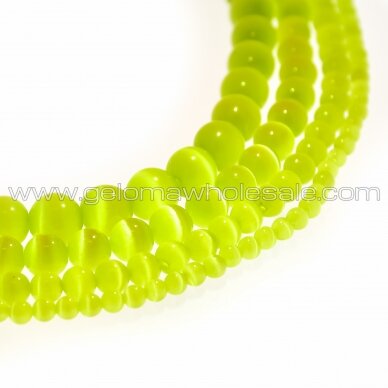 Katės akis-stiklas, apvali forma, #22 laimo spalva, 4, 6, 8, 10, 12 mm Katės akis-stiklas, apvali forma, #22 laimo spalva, 4, 6, 8, 10, 12 mm