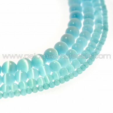 Cat's Eye Glass, Round Bead, #25 Turquoise Blue, 4, 6, 8, 10, 12 mm