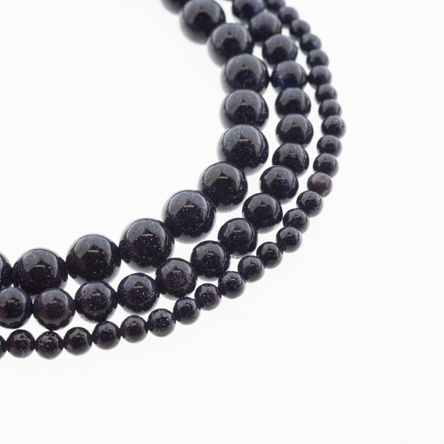 Blue Goldstone/Aventurine Glass, Synthetic, AB Grade, Round Bead, 37-39 cm/strand, 4, 6, 8, 10, 12, 14, 16, 18, 20 mm