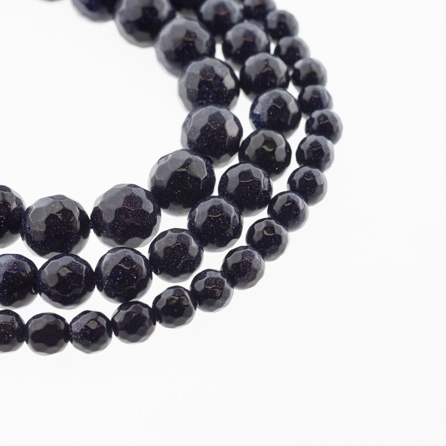 Blue Goldstone/Aventurine Glass, Synthetic, AB Grade, Faceted Round Bead, 37-39 cm/strand, 4, 6, 8, 10, 12, 14 mm Blue Goldstone/Aventurine Glass, Synthetic, AB Grade, Faceted Round Bead, 37-39 cm/strand, 4, 6, 8, 10, 12, 14 mm