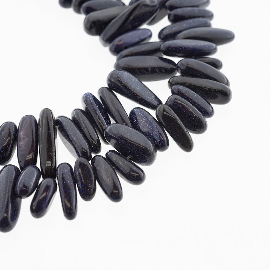 Blue Goldstone/Aventurine Glass, Synthetic, AB Grade, Hawaiian Chip Bead, 37-39 cm/strand, about 4x13-7x22 mm Blue Goldstone/Aventurine Glass, Synthetic, AB Grade, Hawaiian Chip Bead, 37-39 cm/strand, about 4x13-7x22 mm