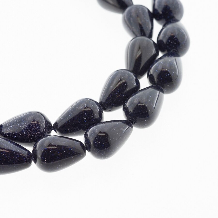 Blue Goldstone/Aventurine Glass, Synthetic, AB Grade, Teardrop Bead, 37-39 cm/strand, 10x15 mm Blue Goldstone/Aventurine Glass, Synthetic, AB Grade, Teardrop Bead, 37-39 cm/strand, 10x15 mm