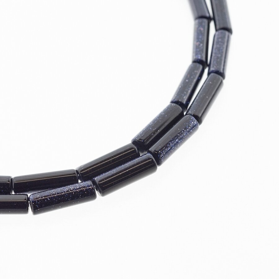 Blue Goldstone/Aventurine Glass, Synthetic, AB Grade, Tube Bead, 37-39 cm/strand, 4x13 mm Blue Goldstone/Aventurine Glass, Synthetic, AB Grade, Tube Bead, 37-39 cm/strand, 4x13 mm