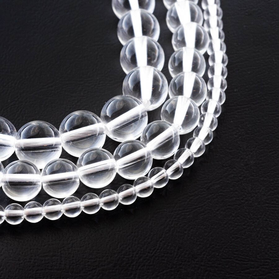 Rock Crystal Quartz, Reconstituted, Round Bead, Clear, 37-39 cm/strand, 4, 6, 8, 10, 12, 14, 16, 18, 20 mm