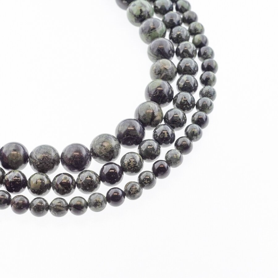 Kambaba Jasper, Natural, Round Bead, Green-Black, 37-39 cm/strand, 4, 6, 8, 10, 12 mm