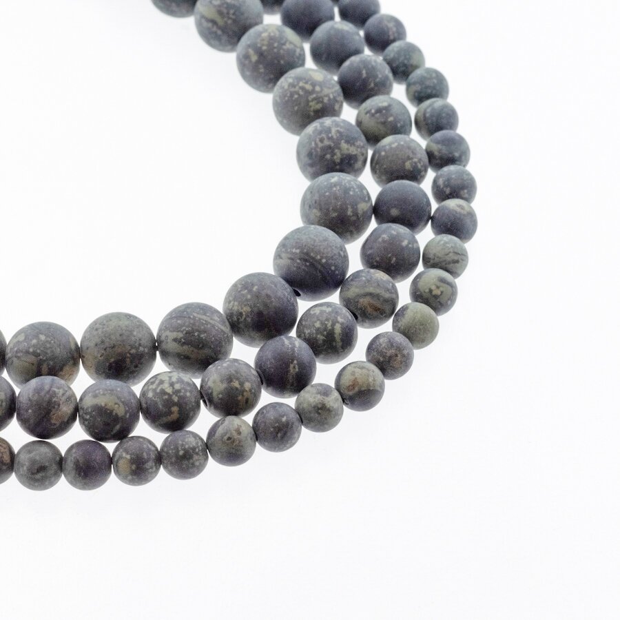 Kambaba Jasper, Natural, Matte Round Bead, Green-Black, 37-39 cm/strand, 4, 6, 8, 10, 12 mm Kambaba Jasper, Natural, Matte Round Bead, Green-Black, 37-39 cm/strand, 4, 6, 8, 10, 12 mm