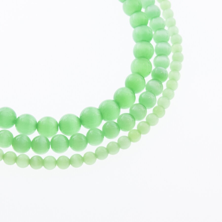 Cat's Eye Glass, Round Bead, #17 Light Green, 4, 6, 8, 10, 12 mm