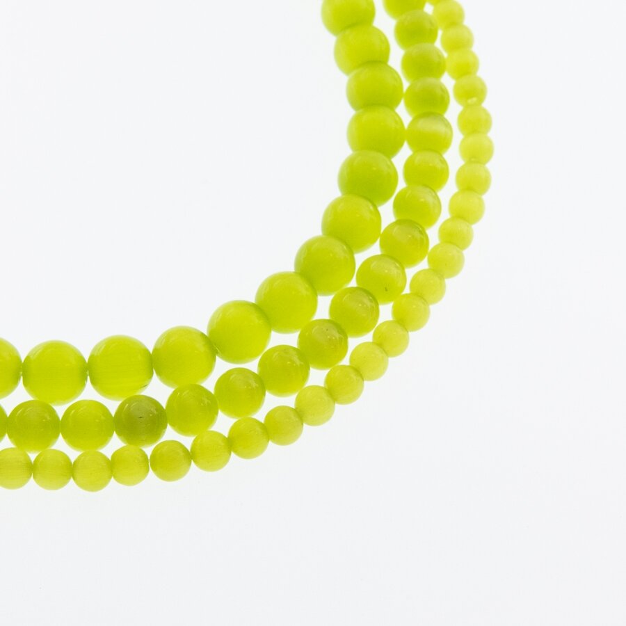 Cat's Eye Glass, Round Bead, #22 Lime Green, 4, 6, 8, 10, 12 mm