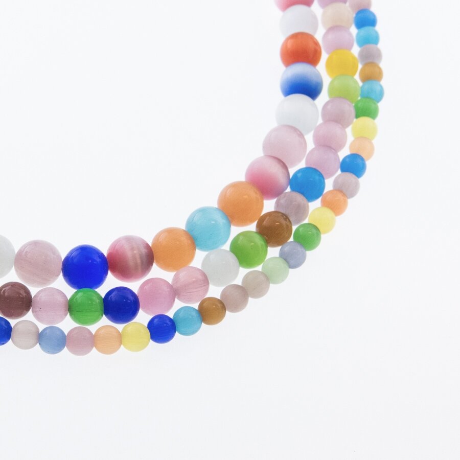 Cat's Eye Glass, Round Bead, #34 Mixed Colors, 4, 6, 8, 10, 12 mm Cat's Eye Glass, Round Bead, #34 Mixed Colors, 4, 6, 8, 10, 12 mm