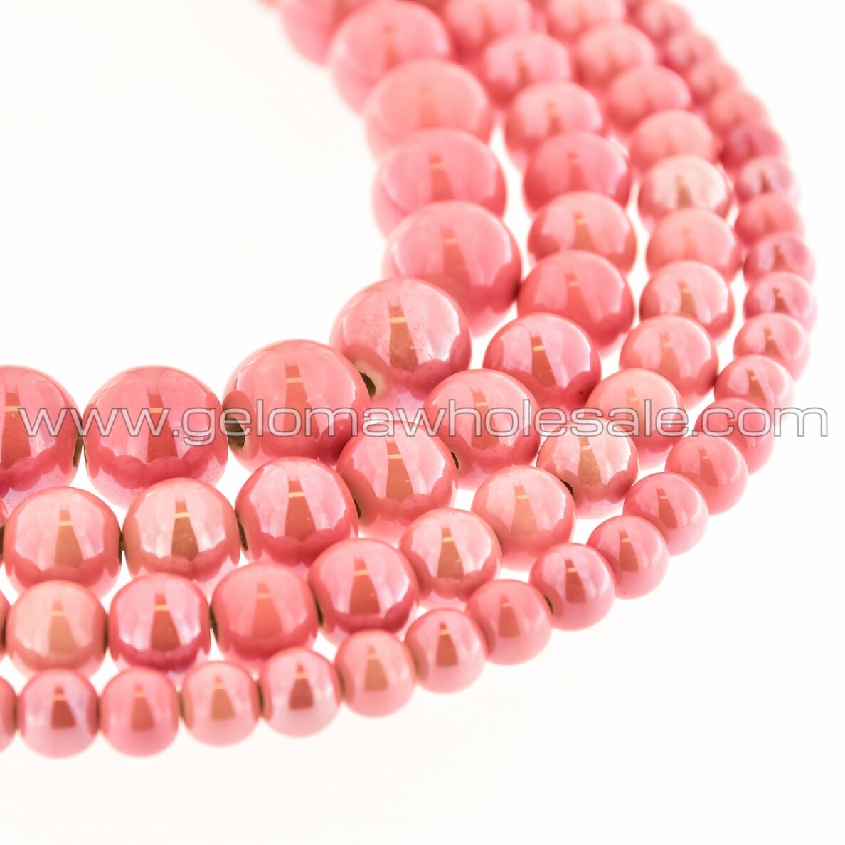 Keramika, apvali forma, #A02 rožinė pudros spalva, apie 55 vnt./gija, 6, 8, 10, 12, 14, 16, 18, 20, 28, 32, 35 mm