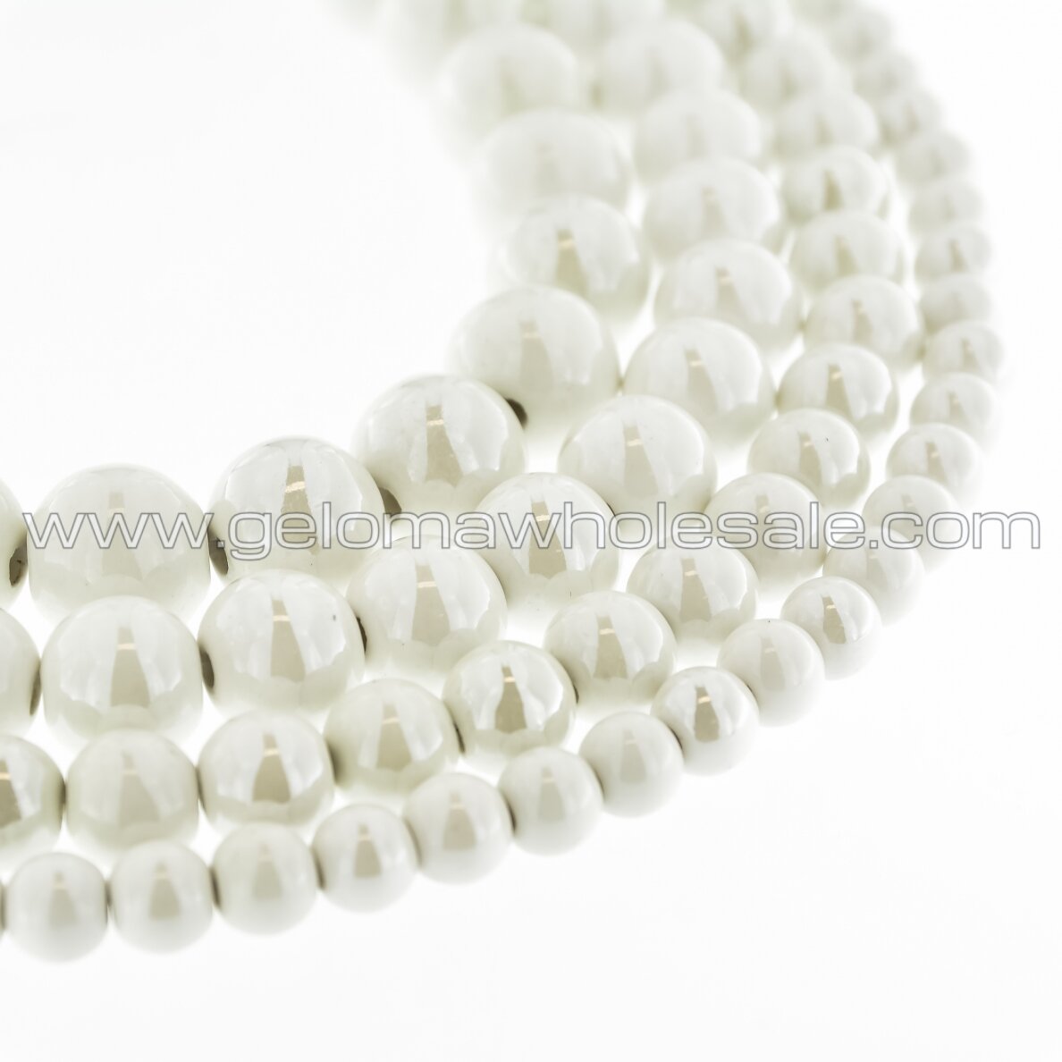 Ceramic, Round Bead, #A08 White, about 55 pcs/strand, 6, 8, 10, 12, 14, 16, 18, 20, 28, 32, 35 mm