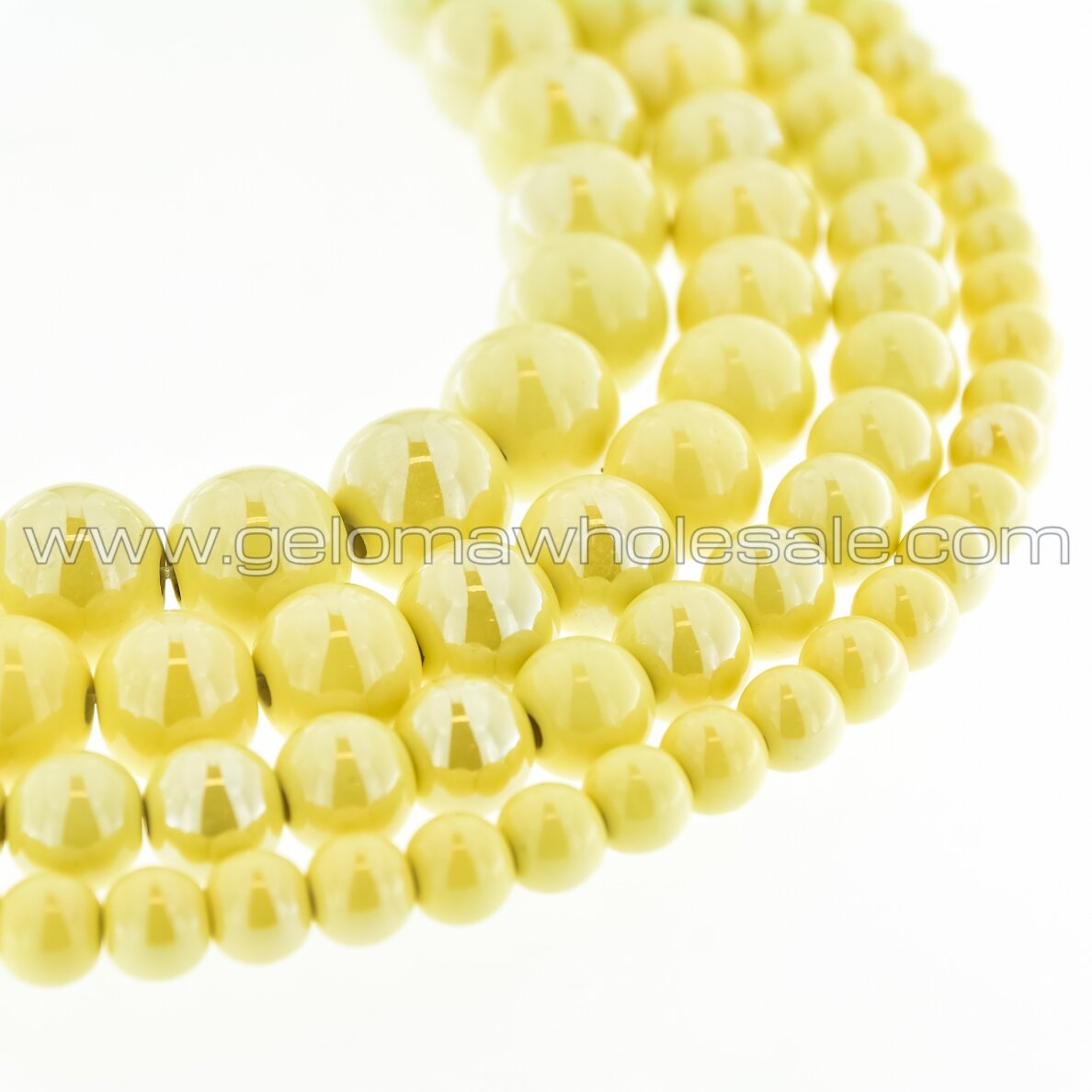 Keramika, apvali forma, #A09 šviesiai geltona spalva, apie 55 vnt./gija, 6, 8, 10, 12, 14, 16, 18, 20, 28, 32, 35 mm