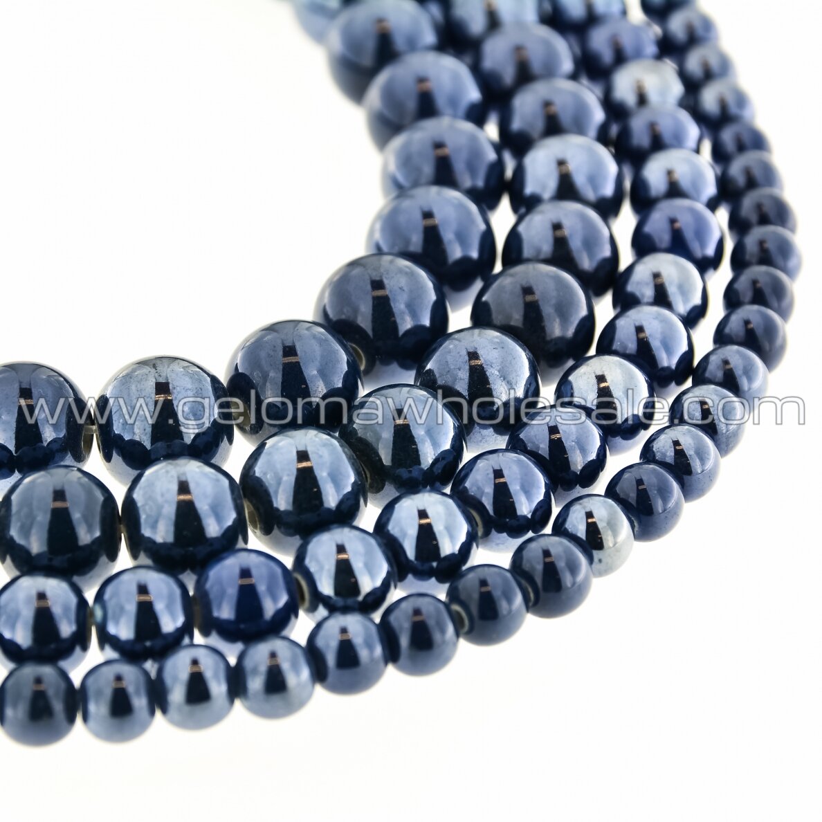 Keramika, apvali forma, #A26 tamsiai mėlyna spalva, apie 55 vnt./gija, 6, 8, 10, 12, 14, 16, 18, 20, 28, 32, 35 mm