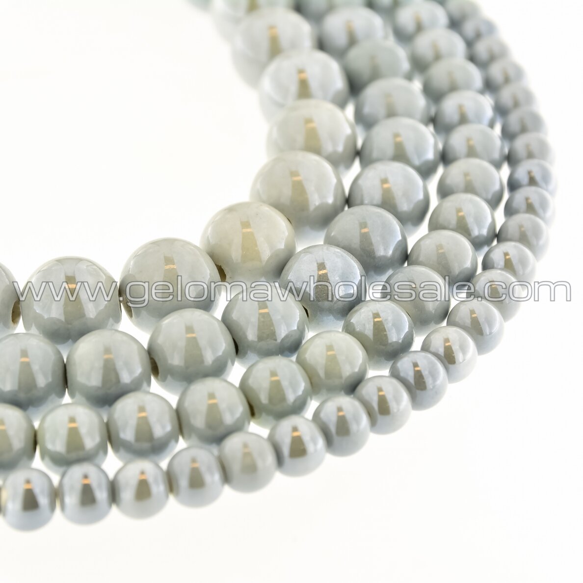 Keramika, apvali forma, #A29 šviesiai pilka spalva, apie 55 vnt./gija, 6, 8, 10, 12, 14, 16, 18, 20, 28, 32, 35 mm