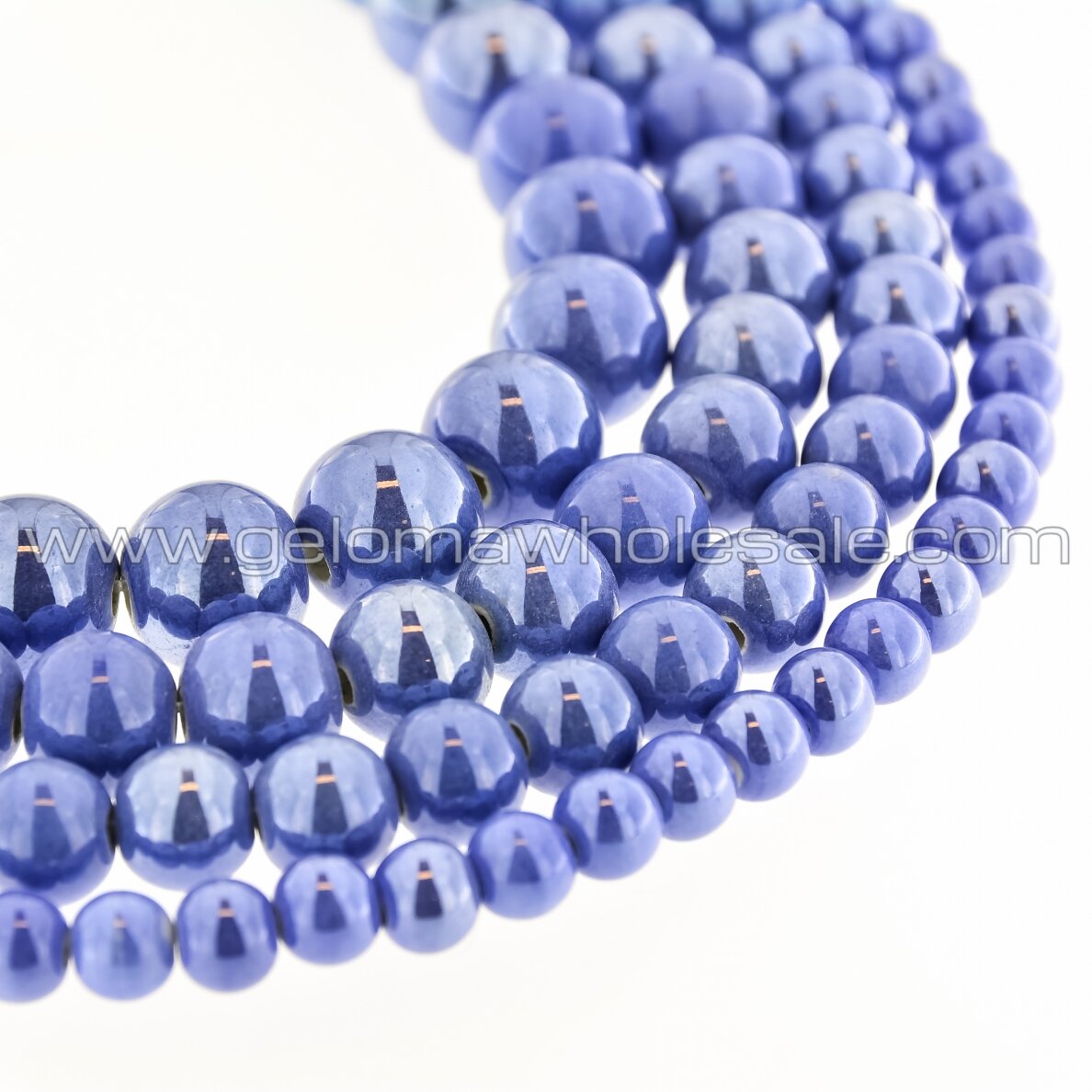 Keramika, apvali forma, #A32 džinsinė mėlyna spalva, apie 55 vnt./gija, 6, 8, 10, 12, 14, 16, 18, 20, 28, 32, 35 mm