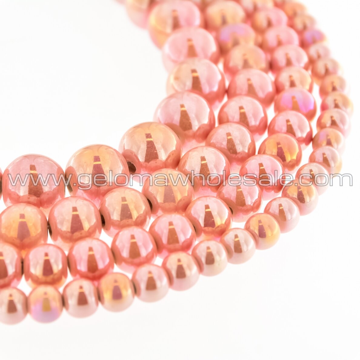 Ceramic, Round Bead, #B35 Pink, AB Effect, about 55 pcs/strand, 6, 8, 10, 12, 14, 16, 18, 20, 28, 32, 35 mm