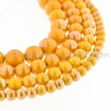 Ceramic, Round Bead, #A11 Apricot Yellow, about 55 pcs/strand, 6, 8, 10, 12, 14, 16, 18, 20, 28, 32, 35 mm