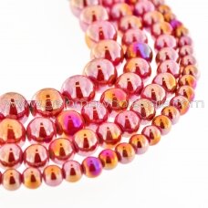 Ceramic, Round Bead, #B04 Strawberry Red, AB Effect, about 55 pcs/strand, 6, 8, 10, 12, 14, 16, 18, 20, 28, 32, 35 mm