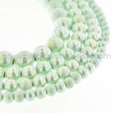 Ceramic, Round Bead, #B21 Pastel Turquoise, AB Effect, about 55 pcs/strand, 6, 8, 10, 12, 14, 16, 18, 20, 28, 32, 35 mm