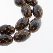 Ceramic, Faceted Oval Bead, #S15 Aged Brown, about 10 pcs/strand, about 18x28 mm