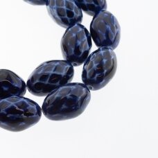 Ceramic, Faceted Oval Bead, #S17 Aged Blue, about 10 pcs/strand, about 18x28 mm