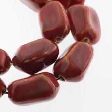 Ceramic, Nugget Bead, #S14 Terracotta Red Snakeskin, about 8 pcs/strand, about 28x35x20 mm