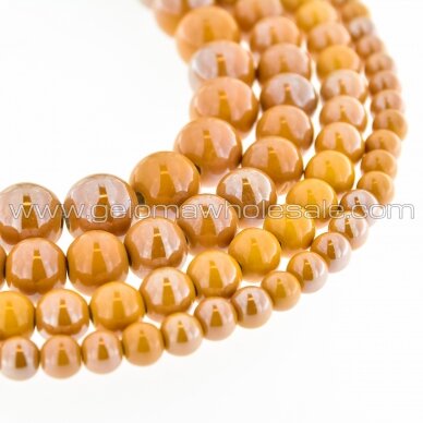 Keramika, apvali forma, #A12 šviesiai karamelinė spalva, apie 55 vnt./gija, 6, 8, 10, 12, 14, 16, 18, 20, 28, 32, 35 mm