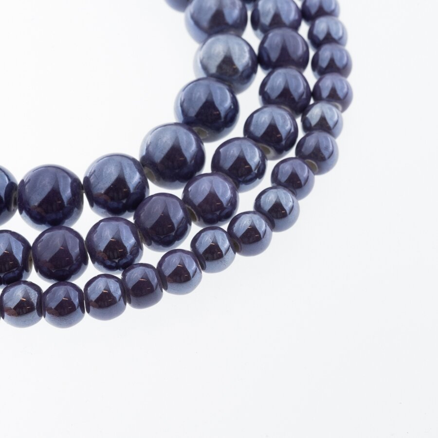 Keramika, apvali forma, #A04 violetinė splava, apie 55 vnt./gija, 6, 8, 10, 12, 14, 16, 18, 20, 28, 32, 35 mm
