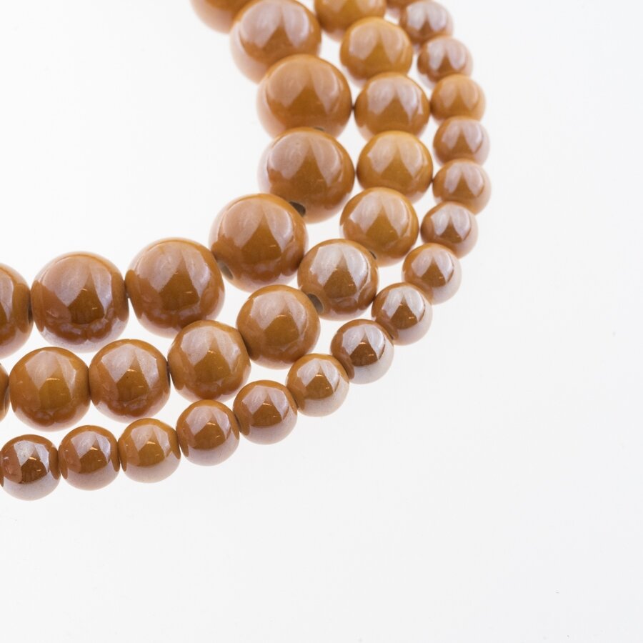 Ceramic, Round Bead, #A13 Caramel, about 55 pcs/strand, 6, 8, 10, 12, 14, 16, 18, 20, 28, 32, 35 mm