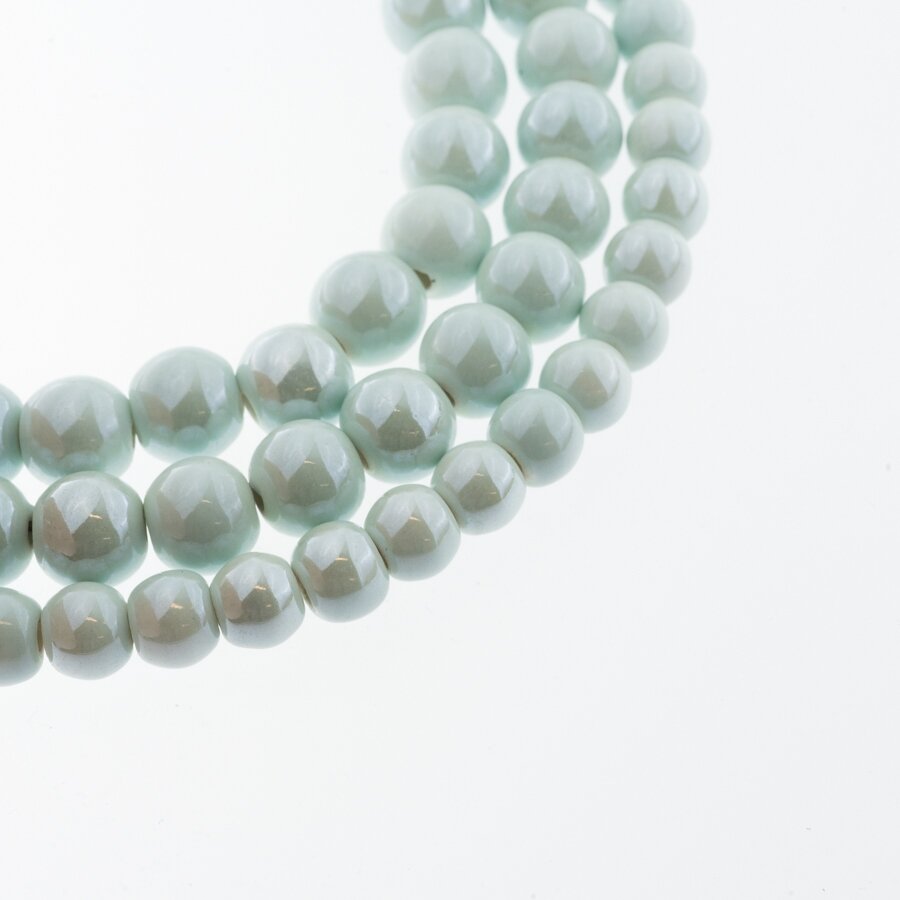 Ceramic, Round Bead, #A15 Powder Turquoise, about 55 pcs/strand, 6, 8, 10, 12, 14, 16, 18, 20, 28, 32, 35 mm